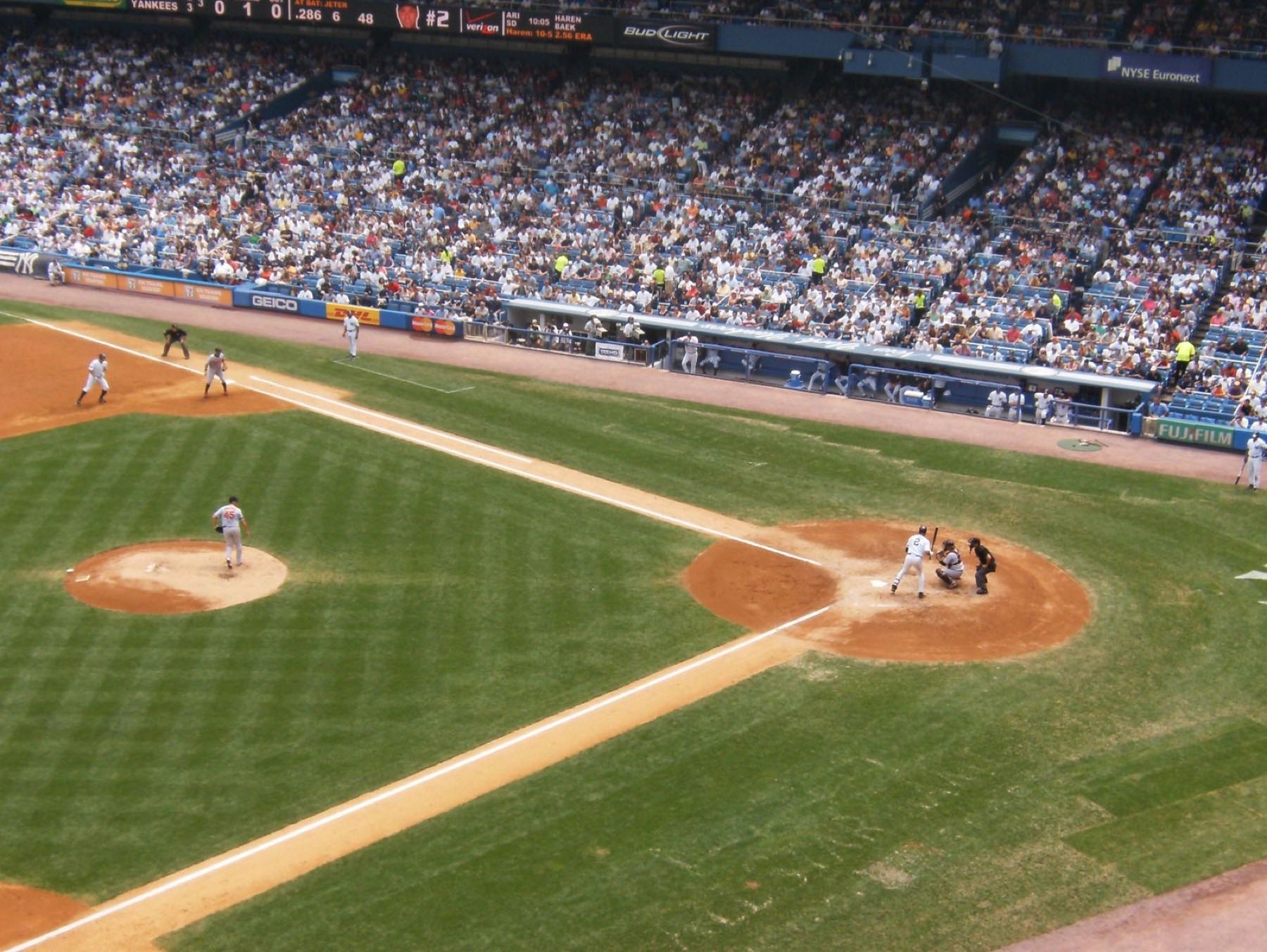 Derek Jeter at bat against the Baltimore Orioles at Yankee Stadium
